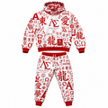 Worldwide Script Sweatsuit Set - red and white all-over print matching hoodie and jogger
