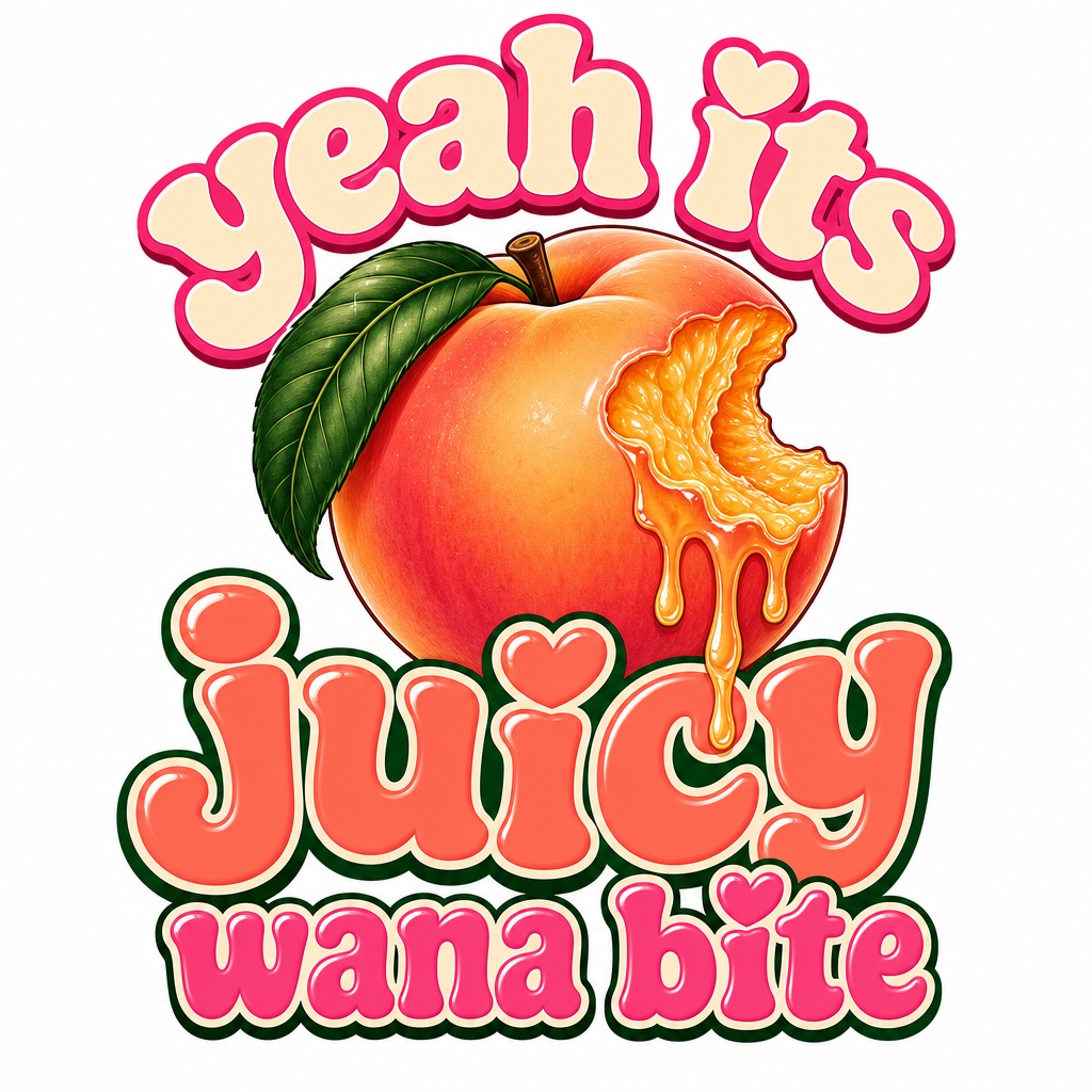 Yeah Its Juicy Wana Bite peach graphic sweatsuit